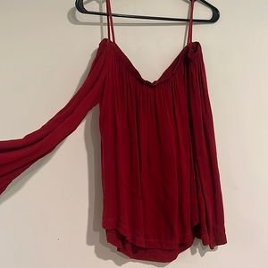 bella dahl red off the shoulder top